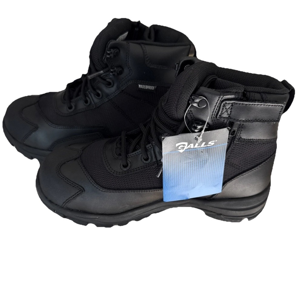 NWT Galls 6" Waterproof Composite Toe Wide Mens Black Side Zip Boots Size‎ 7.5